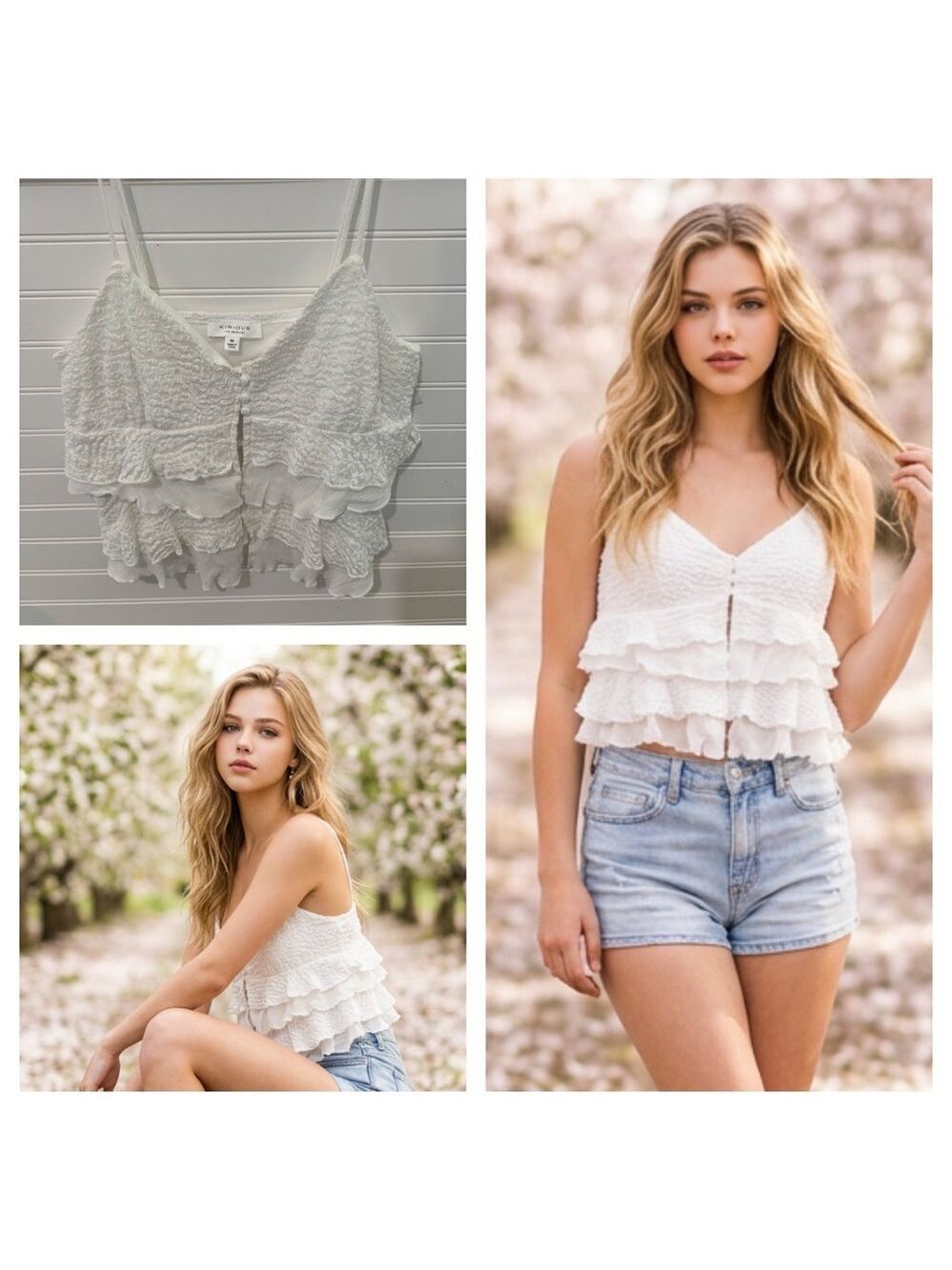 White Ruffled Lace Women Top